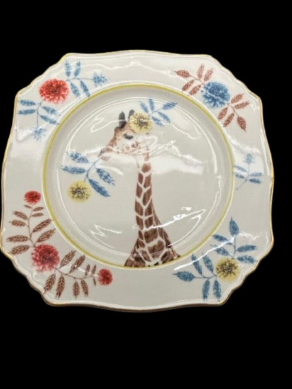 Vintage Anthropologie Lou Rota "Nature Table" Giraffe Floral 9" Plate NEW Cond. - Picture 2 of 5
